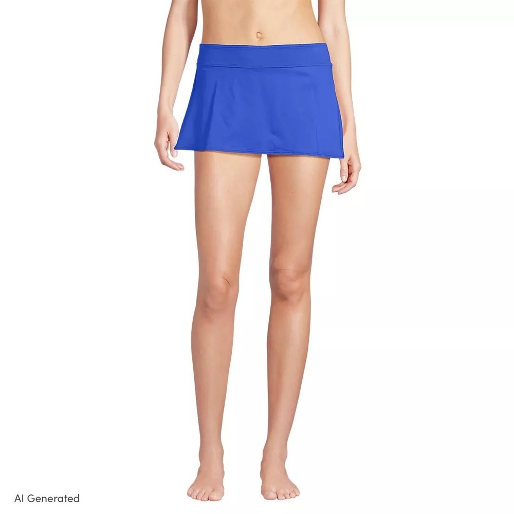 Lands' End Women's Mini Swim Skirt Galaxy Blue Size 14 SPF 50